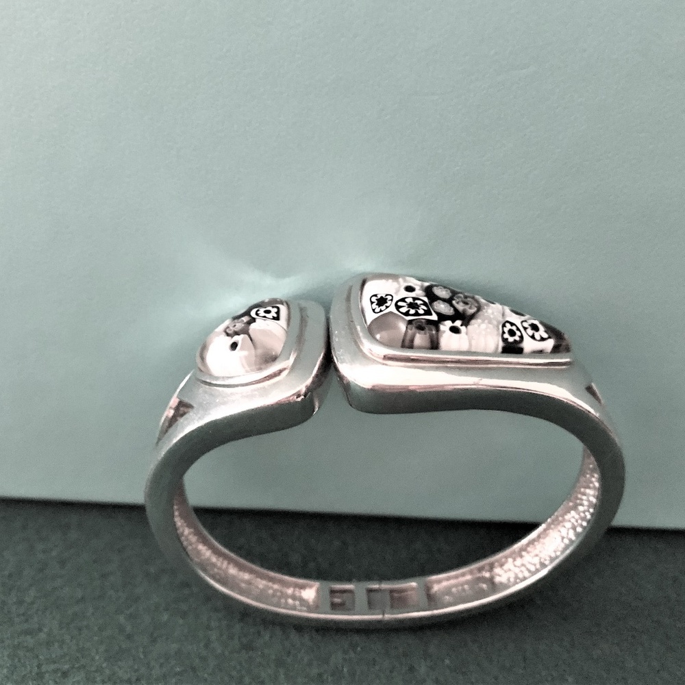 Retired AlenK Sterling Silver Murano Glass Bangle Cuff Italian Bracelet .925 - Picture 8 of 10
